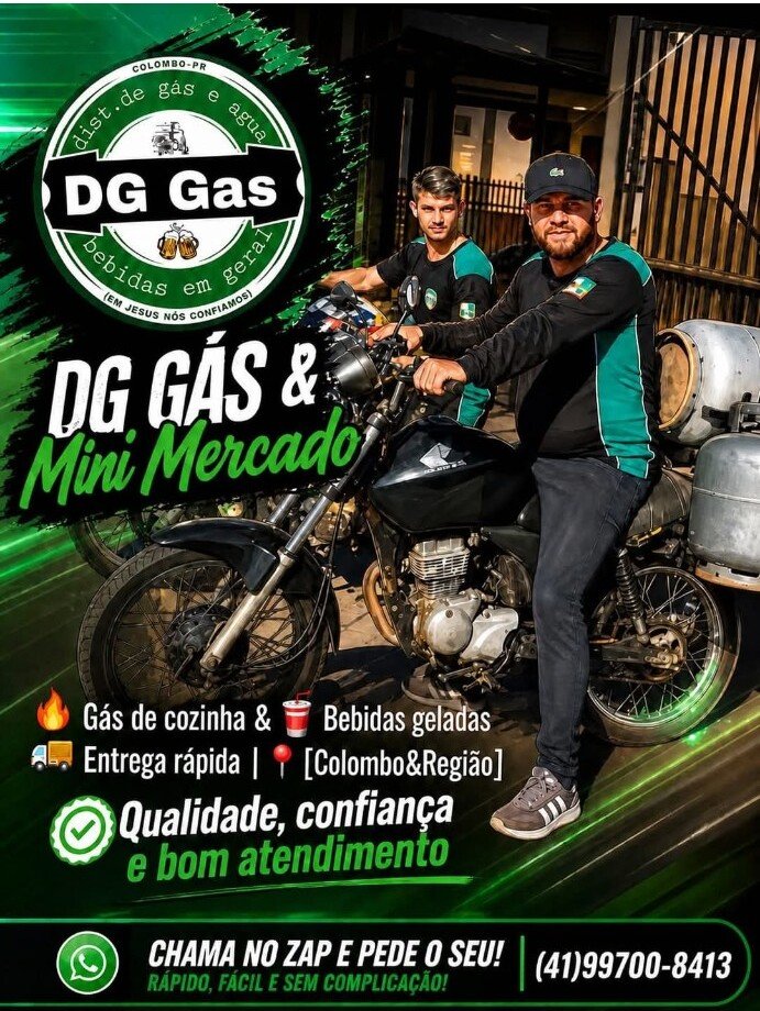 Equipe de entregas da DG Gás em suas motocicletas